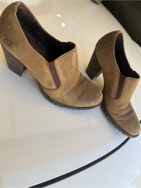 Born Shoes - Born Brown Suede Block Heel Ankle Booties